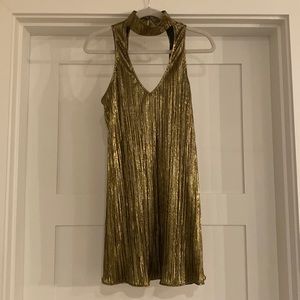 show me your mumu friday choker dress in gold - size xs - euc